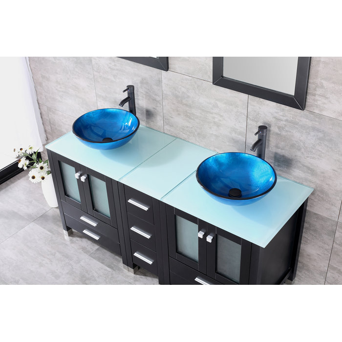 Latitude Run® Roode 60" Double Bathroom Vanity Set with Mirror